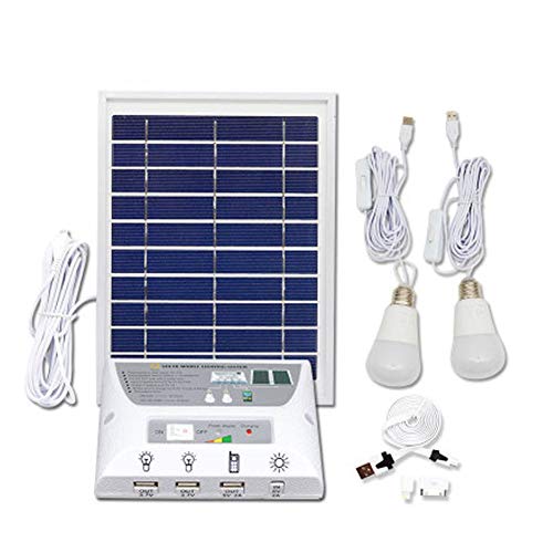 Damai Kit De Iluminación De Energía Solar con 2 Bombillas USB para Uso En Interiores Y Al Aire...