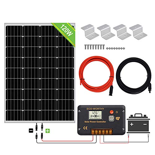 ECO-WORTHY Kit de paneles solares de 120 vatios y 12 vatios: panel solar de 120 vatios y controlador...