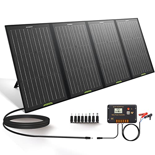 ECO-WORTHY Kit de Panel Solar Portátil Plegable de 120W para Estación de Energía, RV, Batería,...